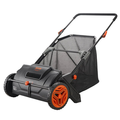 21-Inch Push Lawn Sweeper – 3.5 cu. ft. Hopper, Dual Spinning Brushes & Adjustable Handle for Leaf & Grass Cleanup