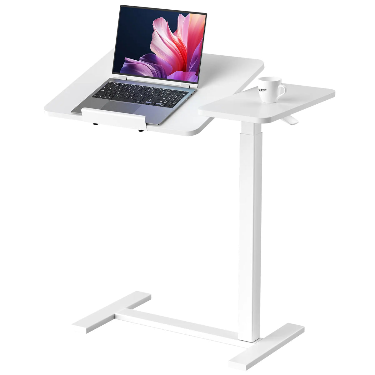 Adjustable Overbed Table with Wheels, Tilting Laptop Desk for Bedside Use