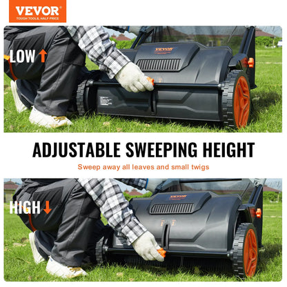 21-Inch Push Lawn Sweeper – 3.5 cu. ft. Hopper, Dual Spinning Brushes & Adjustable Handle for Leaf & Grass Cleanup