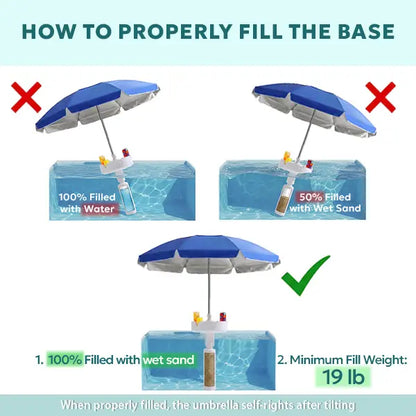 Floating Pool Umbrella with Bar, Base, Cup Holder & Phone Stand – Portable Poolside Shade with Carry Bag