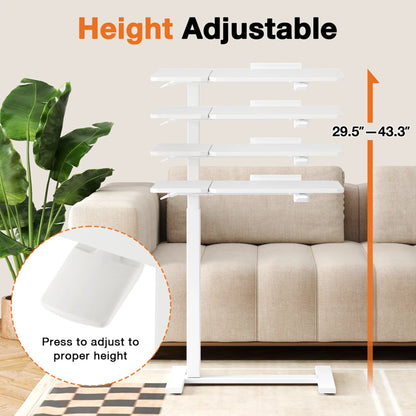 Adjustable Overbed Table with Wheels, Tilting Laptop Desk for Bedside Use
