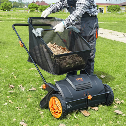 21-Inch Push Lawn Sweeper – 3.5 cu. ft. Hopper, Dual Spinning Brushes & Adjustable Handle for Leaf & Grass Cleanup