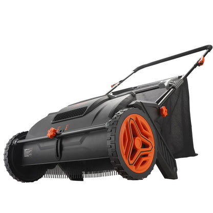 21-Inch Push Lawn Sweeper – 3.5 cu. ft. Hopper, Dual Spinning Brushes & Adjustable Handle for Leaf & Grass Cleanup