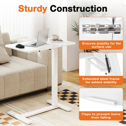 Adjustable Overbed Table with Wheels, Tilting Laptop Desk for Bedside Use