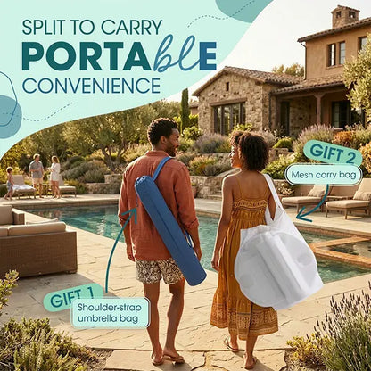 Floating Pool Umbrella with Bar, Base, Cup Holder & Phone Stand – Portable Poolside Shade with Carry Bag