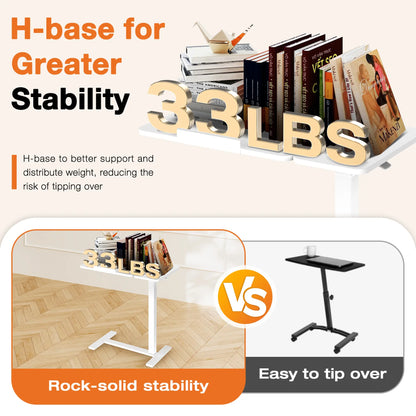 Adjustable Overbed Table with Wheels, Tilting Laptop Desk for Bedside Use