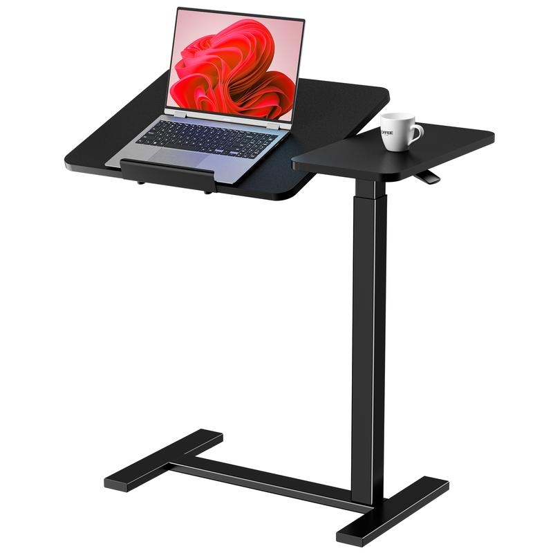 Adjustable Overbed Table with Wheels, Tilting Laptop Desk for Bedside Use