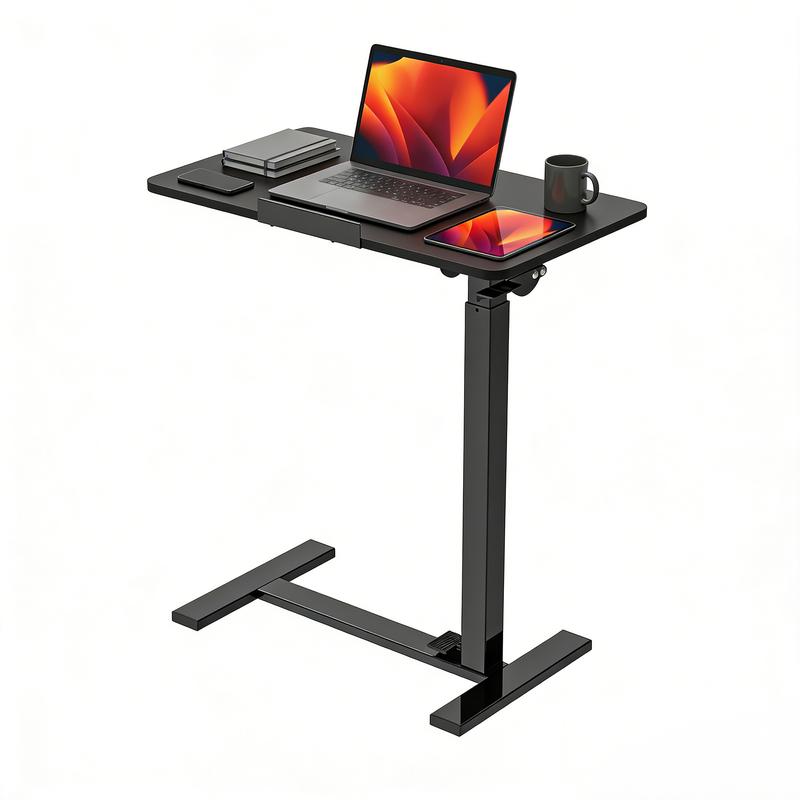 Adjustable Overbed Table with Wheels, Tilting Laptop Desk for Bedside Use
