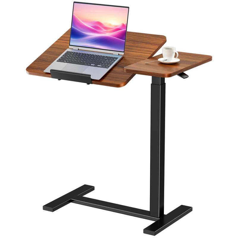 Adjustable Overbed Table with Wheels, Tilting Laptop Desk for Bedside Use