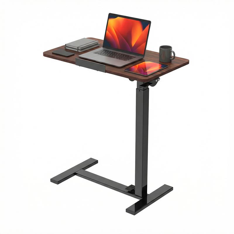 Adjustable Overbed Table with Wheels, Tilting Laptop Desk for Bedside Use