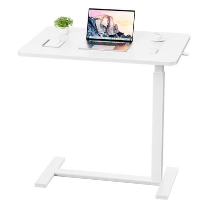 Adjustable Overbed Table with Wheels, Tilting Laptop Desk for Bedside Use